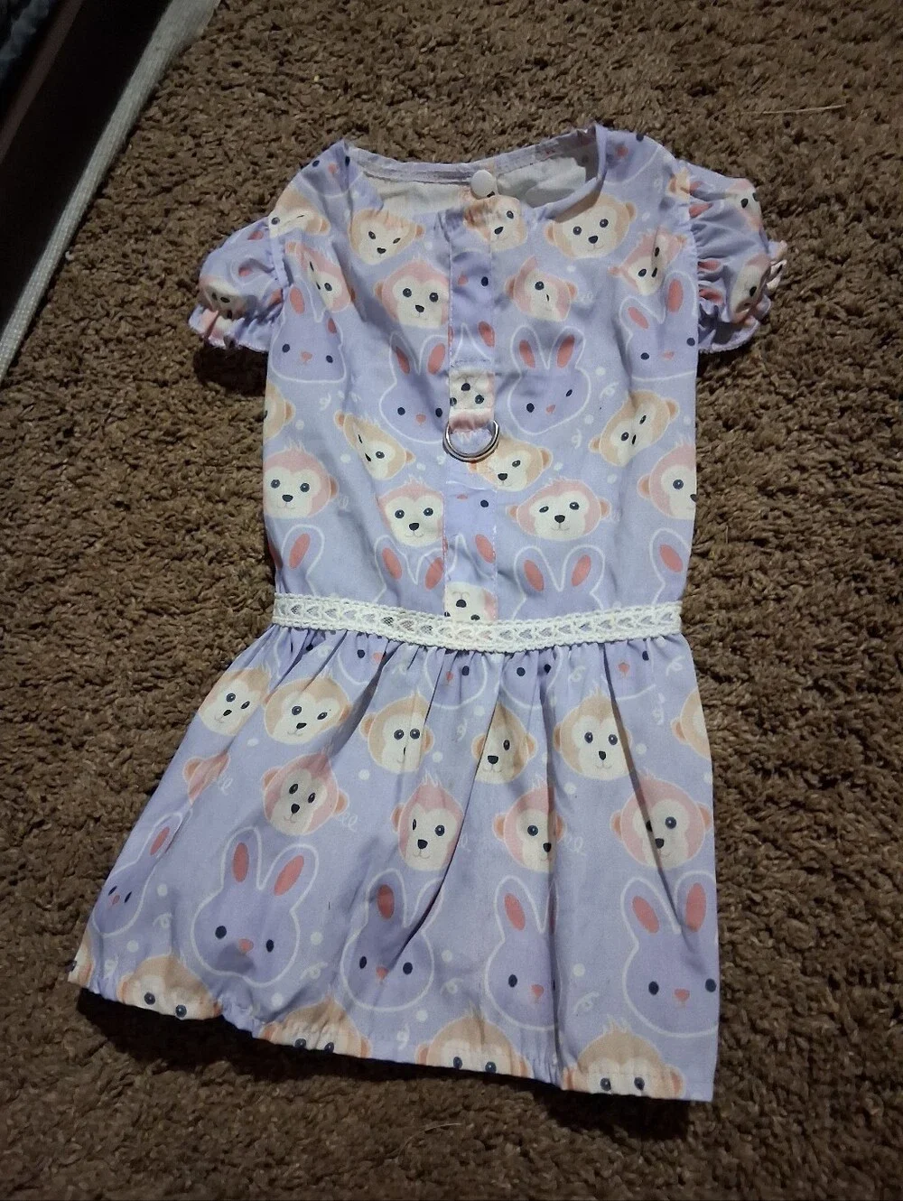 Girls' Lavender Bunny & Bear Print Dress